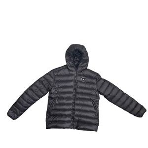 Rhodes River Ranch Mens XL Black Heated Down Puffer Jacket Hooded USB Full Zip